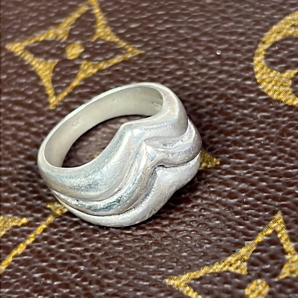 Triple Solid Sterling Silver Ring Chunky Vintage … - image 1